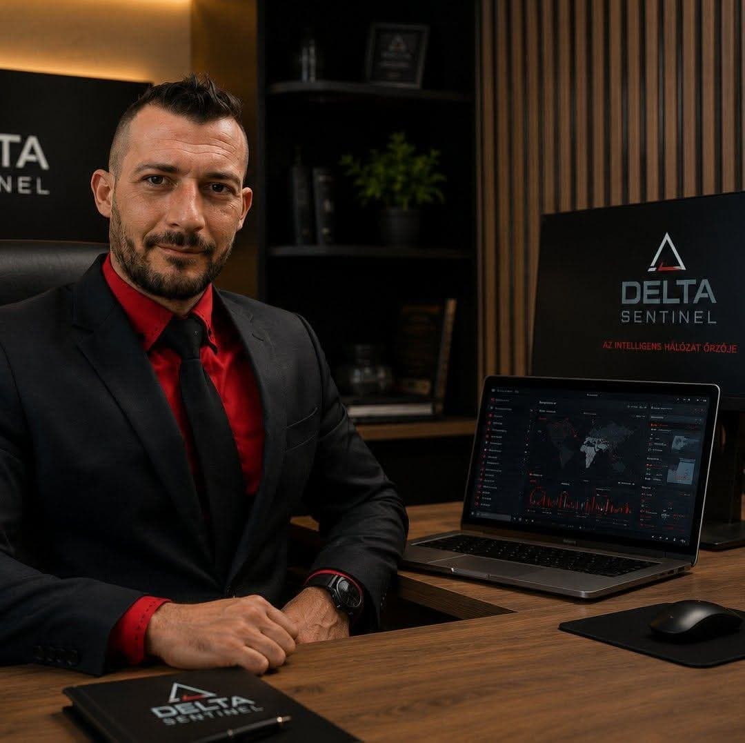 A Delta Sentinel representative beside the operational dashboard